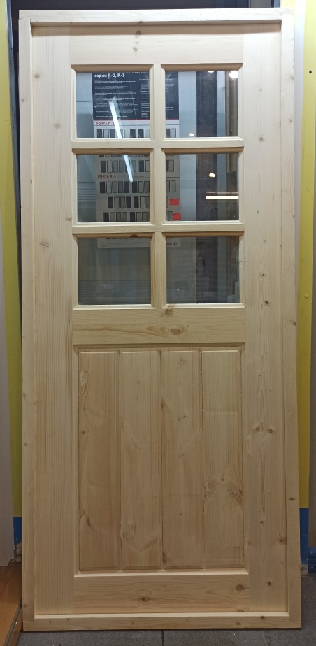 Дверь филенчатая со стеклом из Хвои - 205